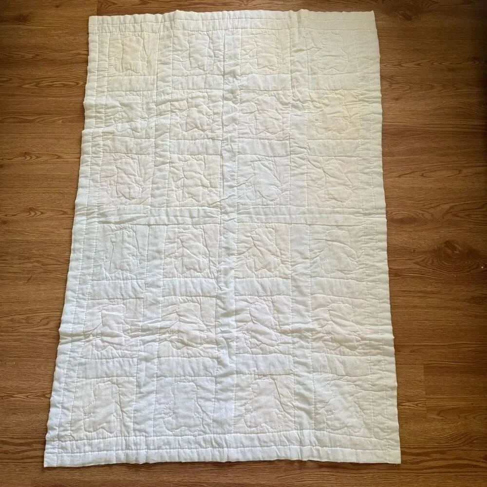 Vintage Handmade Baby Quilt 32x48 Multi Color Early 1990s